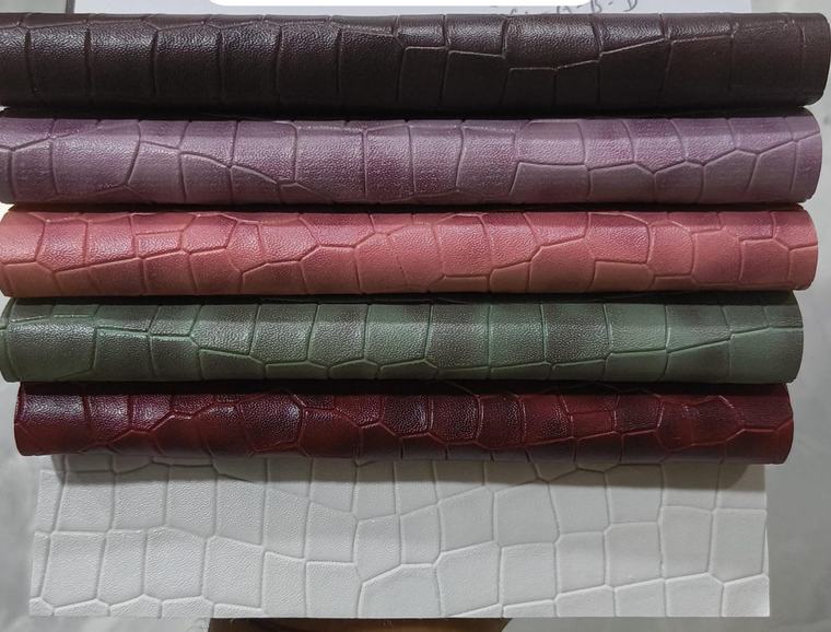 Rexine crocodile embossed rolls in multiple colours
